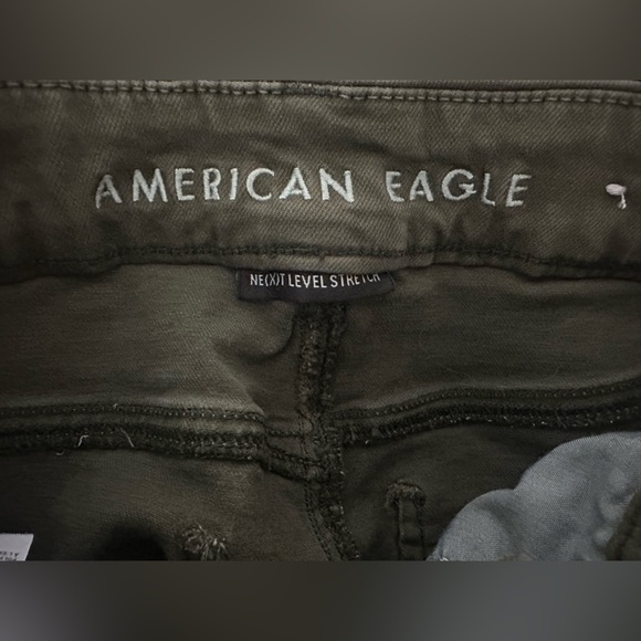 American Eagle Jeans Womens 4 Green Camo Curvy Super Hi Rise Jegging Distressed - Picture 8 of 13